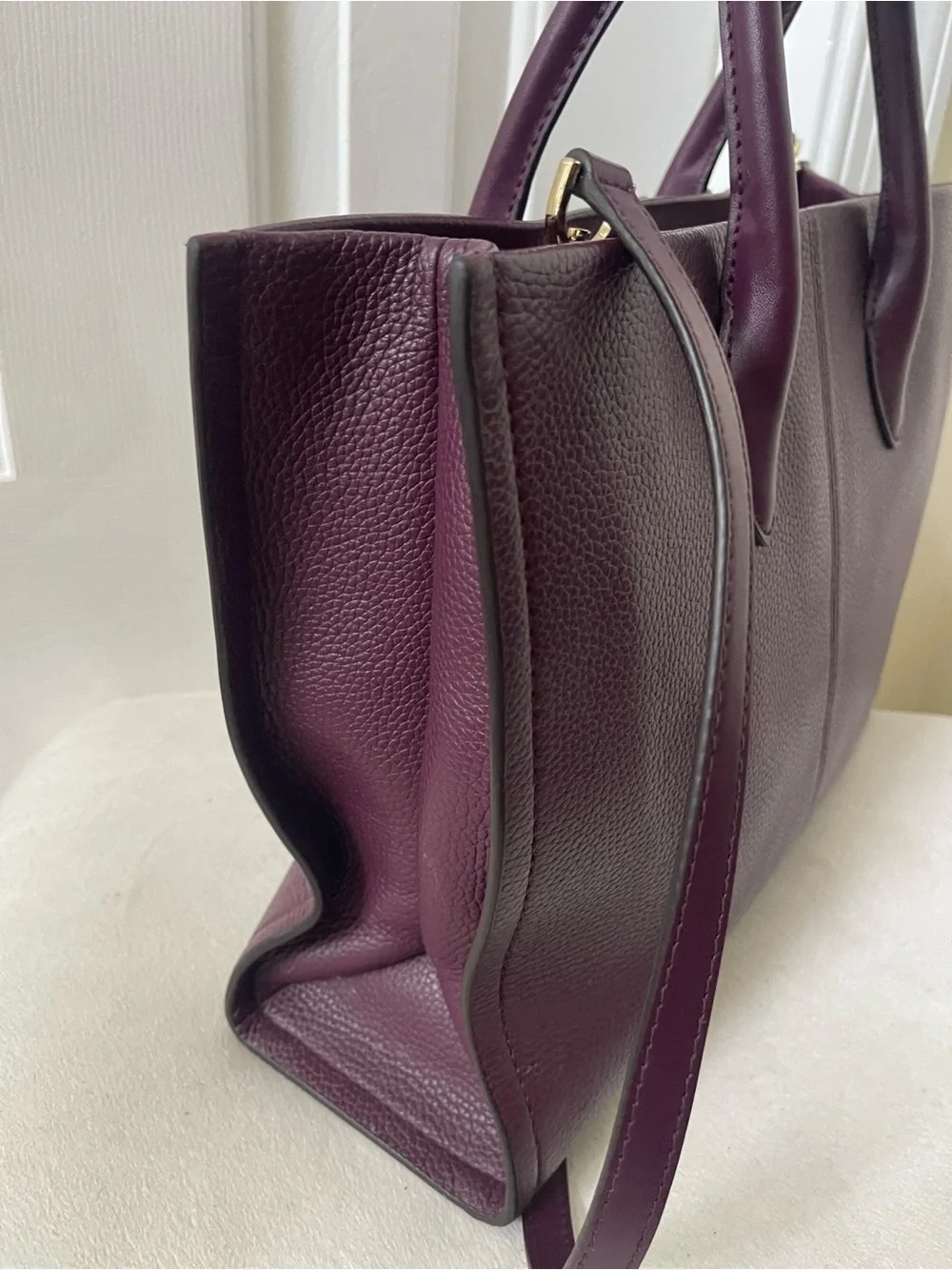 Michael Kors Plum Leather Tote with Bold Logo